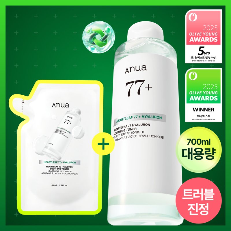 아누아 아누아 어성초 77 히알루론산 수분 진정 토너 350ml 리필 기획세트 (+350ml 리필팩)
